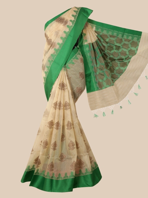 

Pothys Cream & Brown Ethnic Motifs Saree