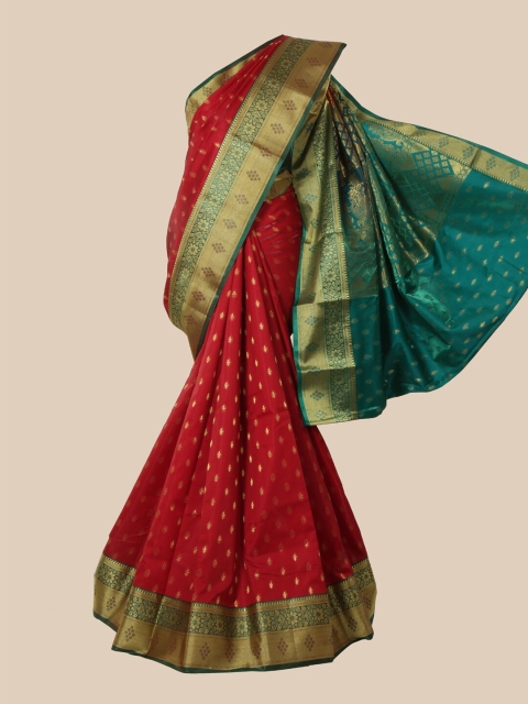 

Pothys Red & Green Woven Design Zari Satin Banarasi Saree