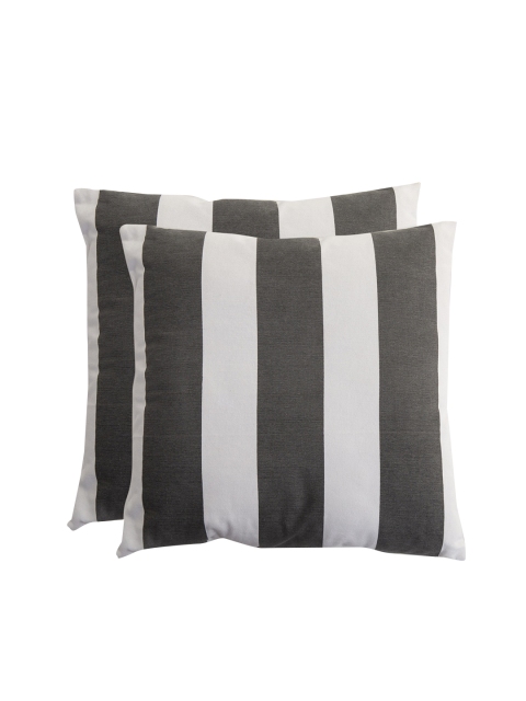 

Home Centre Set Of 2 Grey & White Striped Cotton Square Floor Cushions