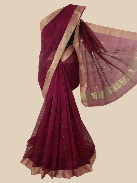 

Pothys Burgundy Woven Design Maheshwari Saree