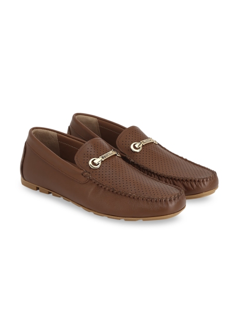 

JOHN RICHARDO Men Tan Perforations Leather Loafers