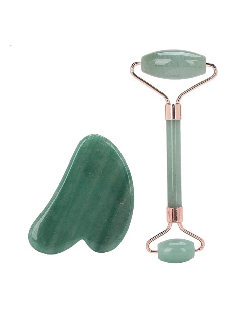 

AkashKrishna Women Green Set of Guasha and Jade Roller