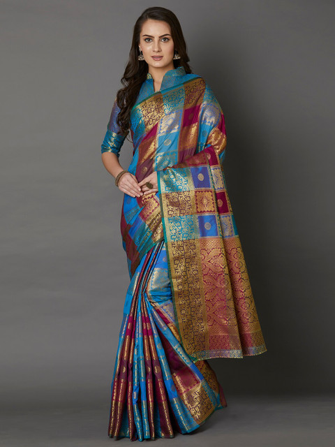 

Mitera Multi Woven Design Zari Silk Blend Saree