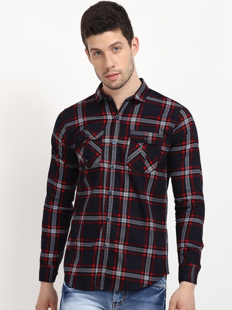 

V2 Value & Variety Men Navy Blue & Red Checked Casual Shirt