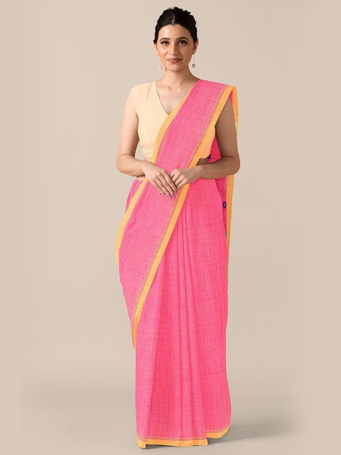 

Taneira Pink Embroidered Pure Cotton Taant Saree