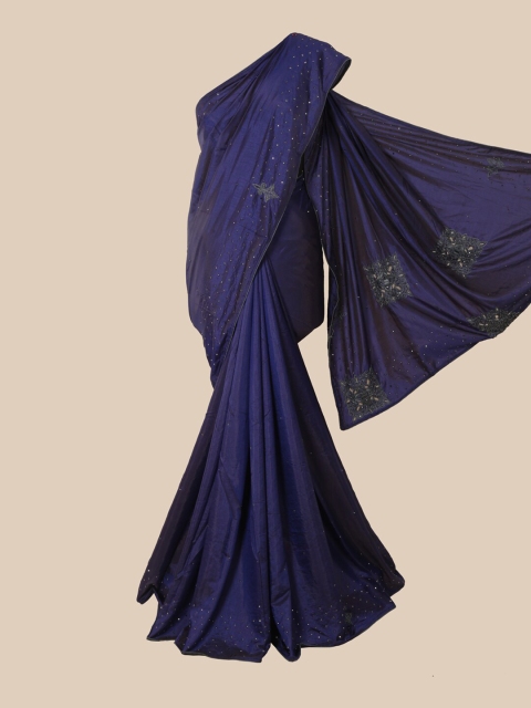 

Pothys Navy Blue Embellished Beads and Stones Art Silk Saree