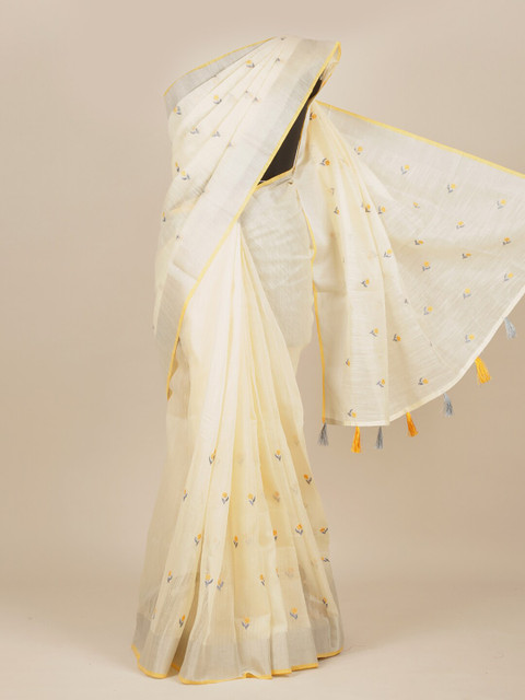 

Pothys Cream & Yellow Floral Pure Cotton Saree