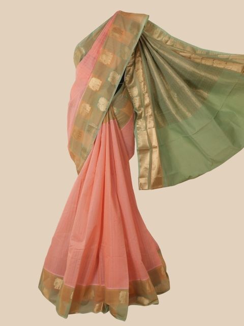 

Pothys Pink & Gold-Toned Woven Design Pure Silk Kanjeevaram Saree