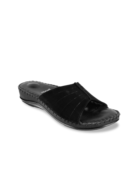 

Mochi Black Striped Comfort Heels