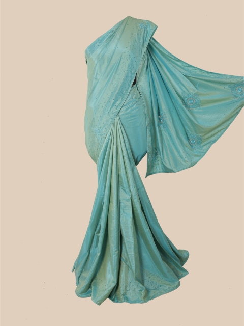 

Pothys Blue Solid Sequinned Art Silk Saree