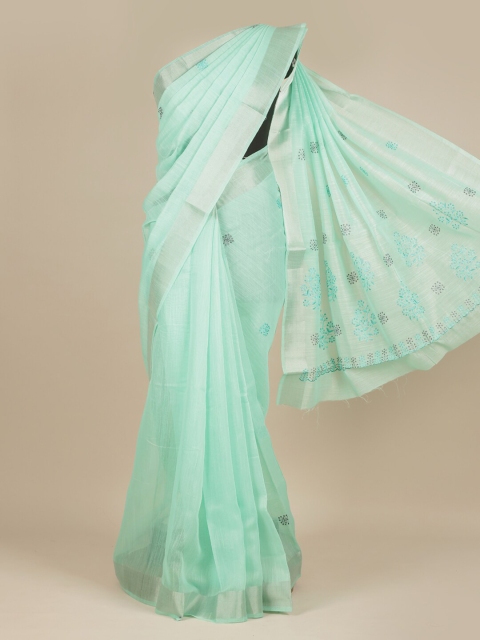 

Pothys Sea Green Ethnic Motifs Embroidered Pure Cotton Saree