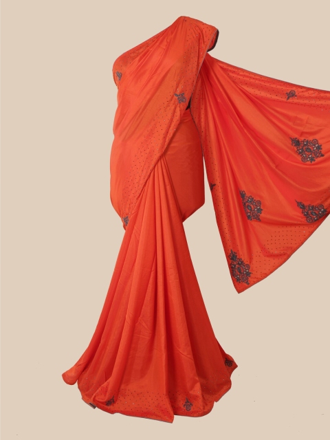 

Pothys Orange Beads and Stones Art Silk Saree