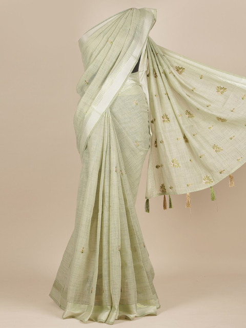 

Pothys Green Embroidered Pure Cotton Saree