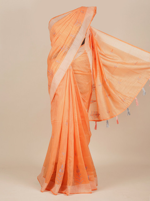 

Pothys Orange & Grey Floral Pure Cotton Saree