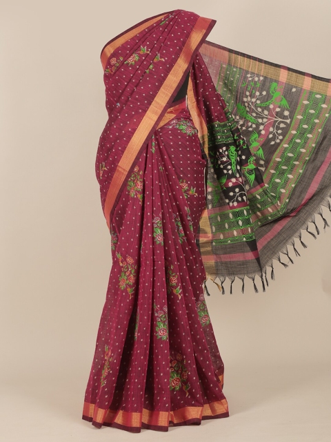 

Pothys Purple & Green Ethnic Motifs Zari Saree
