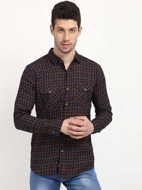 

V2 Value & Variety Men Mustard Tartan Checks Checked Casual Shirt