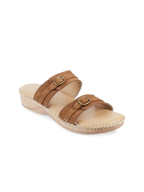 

Mochi Beige Leather Comfort Sandals with Buckles