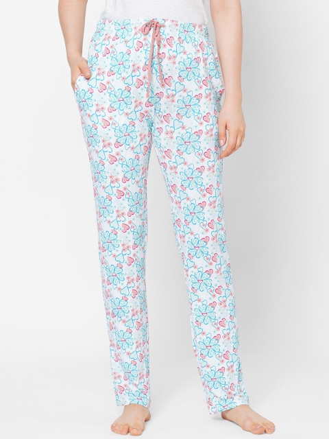 

Sweet Dreams Women Blue & White Printed Lounge Pants