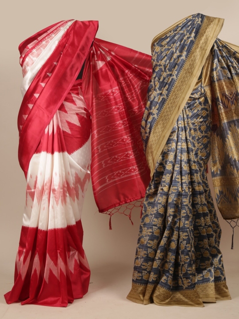 

Pothys Cream & Pink Ethnic Motifs Jute Silk Saree