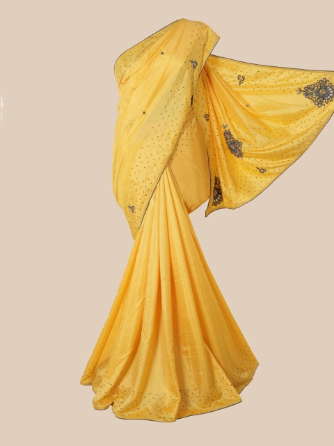 

Pothys Yellow Embellished Beads and Stones Art Silk Saree