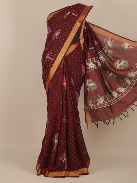 

Pothys Maroon & Green Ethnic Motifs Saree