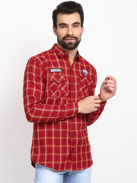 

V2 Value & Variety Men Red Checked Casual Shirt