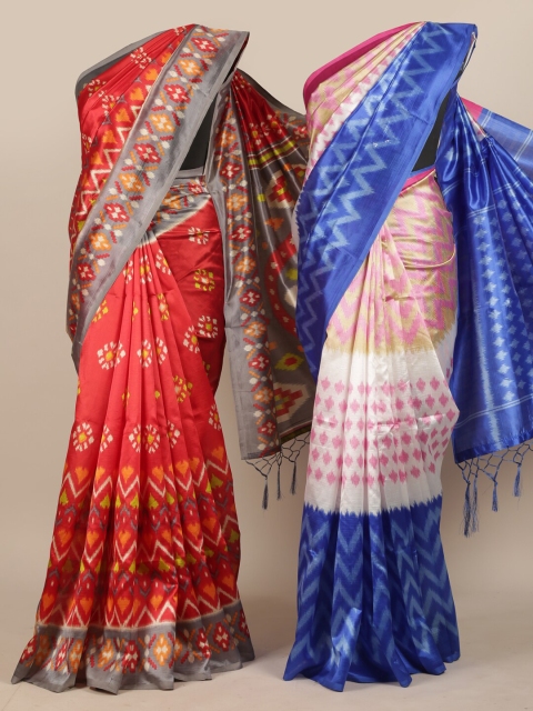 

Pothys Women Multi & Red Sarees- Pack of 2