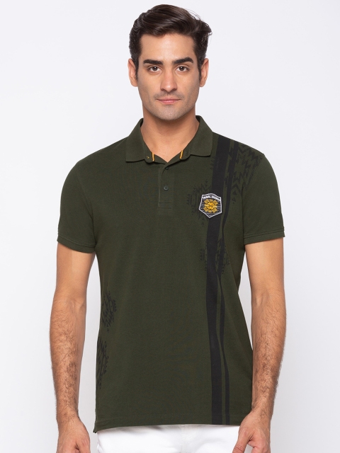 

SPYKAR Men Green Polo Collar Applique Slim Fit T-shirt