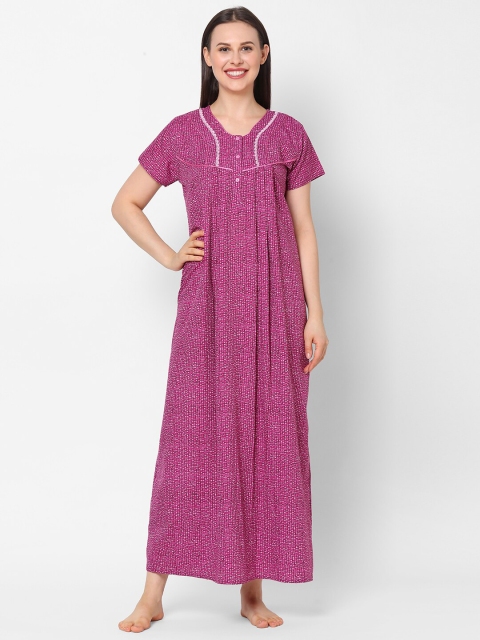

Sweet Dreams Women Purple Printed Maxi Nightdress