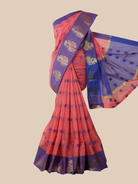 Pothys Pink & Purple Ethnic Motifs Printed Saree
