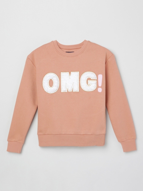 

max Girls Peach Printed Sweatshirt