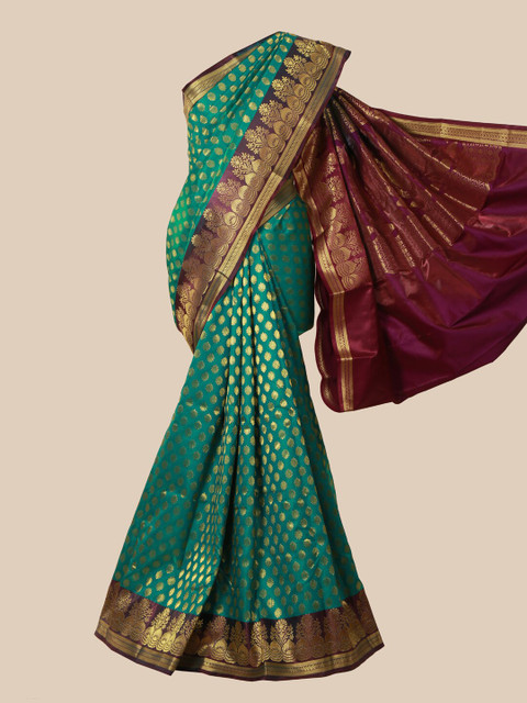 

Pothys Green & Maroon Woven Design Zari Banarasi Saree