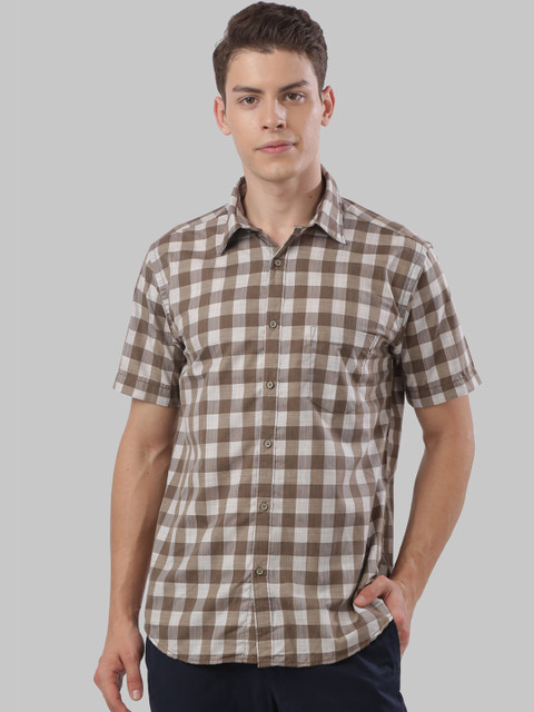 

Next Look Men Beige Checked Regular Fit Casual Shirt