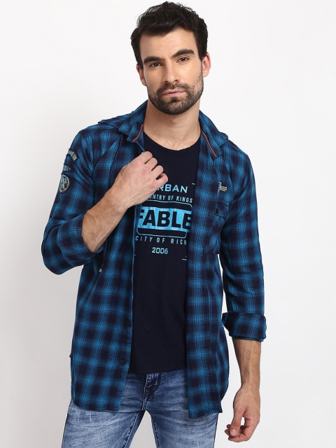 

V2 Value & Variety Men Blue Checked Cotton Casual Shirt