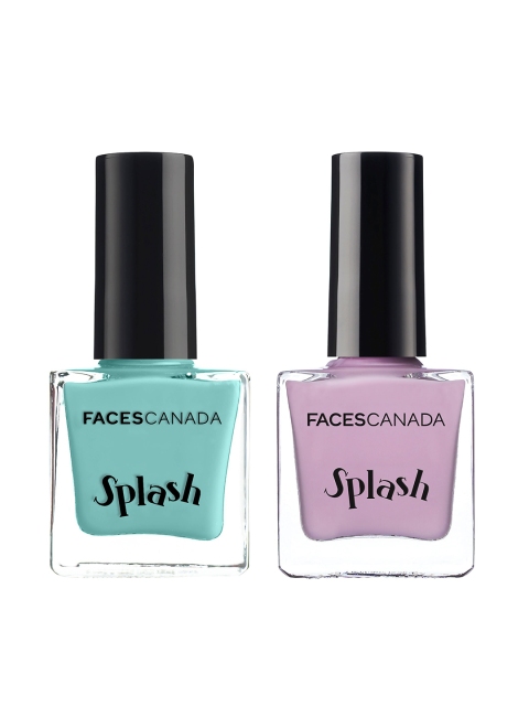 

FACES CANADA Set Of 2 Splash Fast Dry High-Shine Nail Enamel - Linty 45 & Viola 41, Turquoise blue