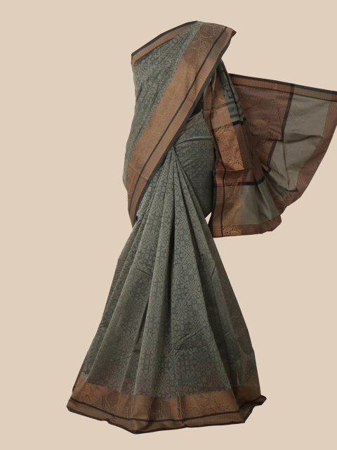 

Pothys Grey & Copper Coloured Ethnic Motifs Chanderi Saree