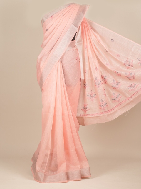 

Pothys Pink & Grey Floral Pure Cotton Saree