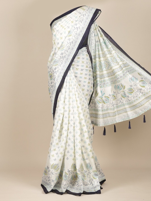 

Pothys White & Grey Floral Printed Saree