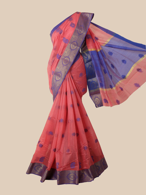 

Pothys Pink & Blue Woven Design Saree