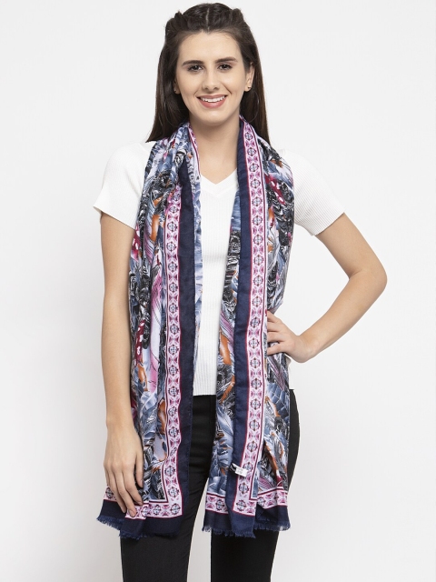 

Global Republic Women Navy Blue & White Printed Stole