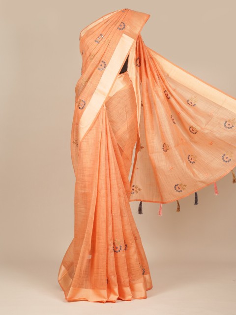 

Pothys Orange & Grey Checked Embroidered Pure Cotton Saree