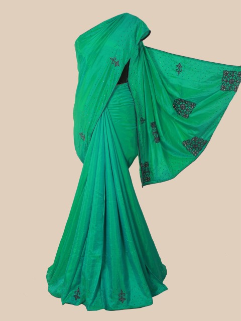 

Pothys Green & Navy Blue Ethnic Motifs Art Silk Saree