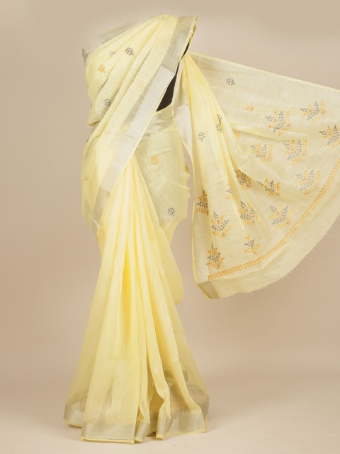 

Pothys Yellow & Grey Floral Pure Cotton Saree