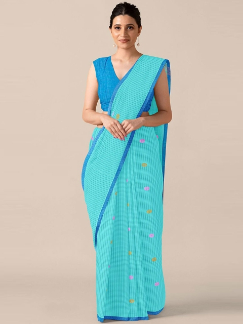 

Taneira Turquoise Blue Woven Design Pure Cotton Saree