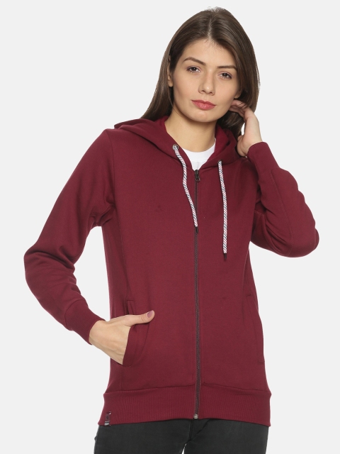 

PICOT Women Burgundy Hooded Sweatshirt