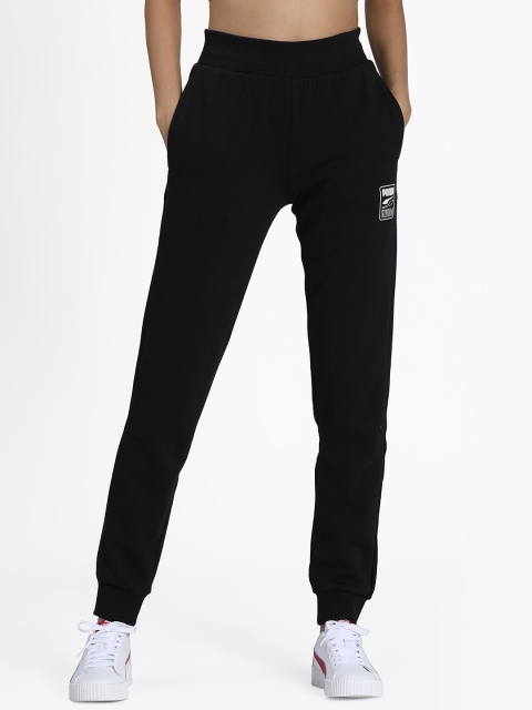 

Puma Women Black Solid Slim Fit Tape Joggers