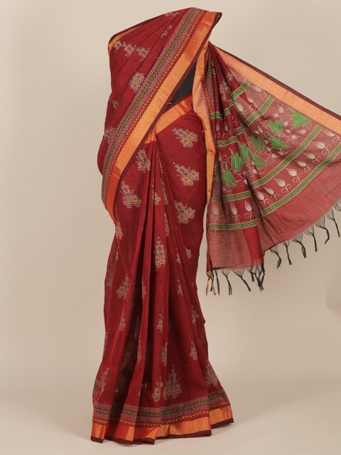

Pothys Red & Green Floral Zari Saree