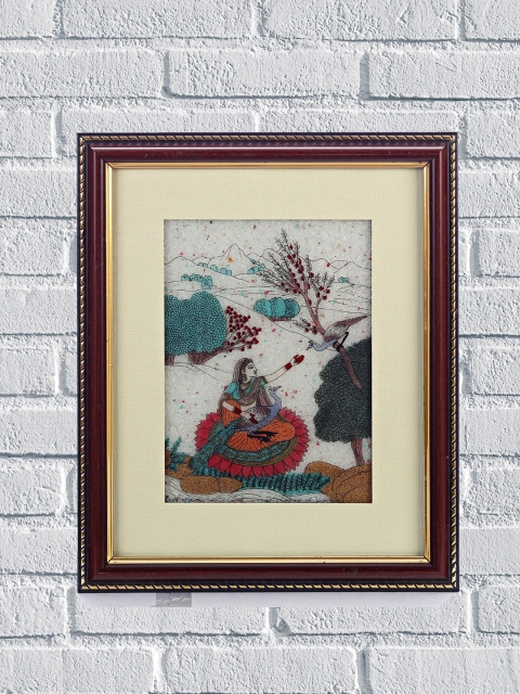 

Aapno Rajasthan Multicoloured Lady with Peacock Motif Photo Frame, Multi