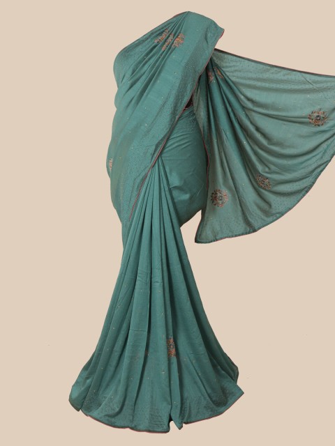 

Pothys Green & Orange Floral Art Silk Saree