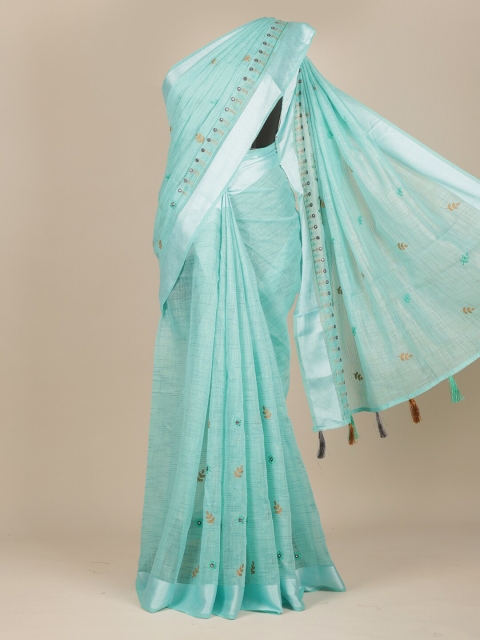 

Pothys Blue & Grey Floral Zari Pure Cotton Saree